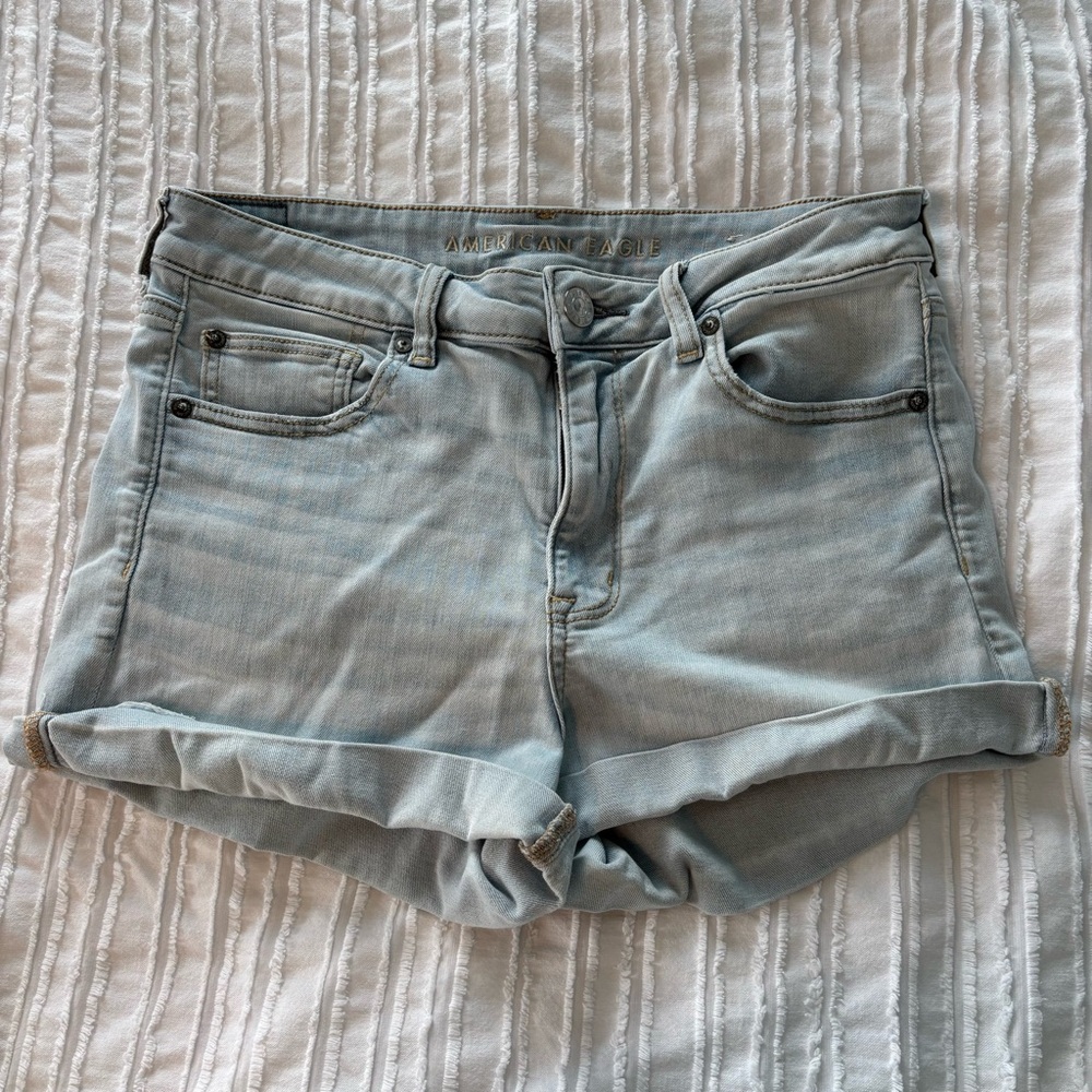 American Eagle Light Blue Denim Women Shorts